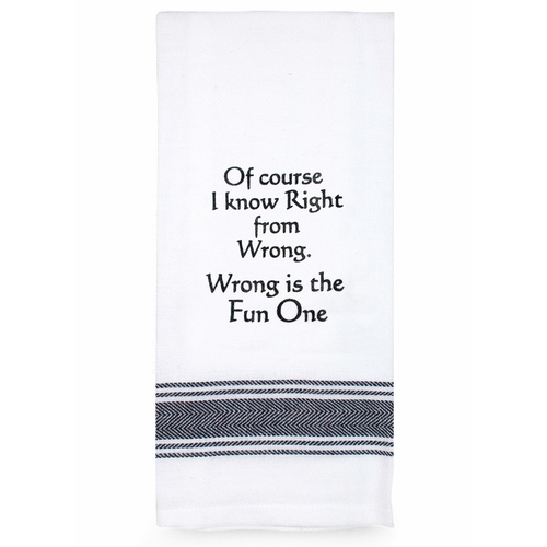 Cotton Funny Sentimental Tea Towel Right From Wrong