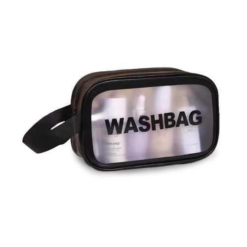 Cosmetic Light weight PVC Wash Bag Make up Handle Bag small Black