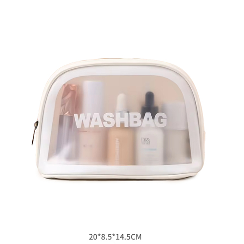 Cosmetic Light weight PVC Wash Bag Make up upright Bag Mid White