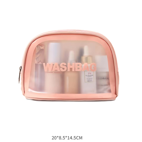 Cosmetic Light weight PVC Wash Bag Make up upright Bag Mid Pink