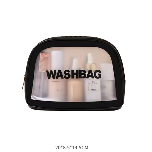 Cosmetic Light weight PVC Wash Bag Make up upright Bag Mid Black