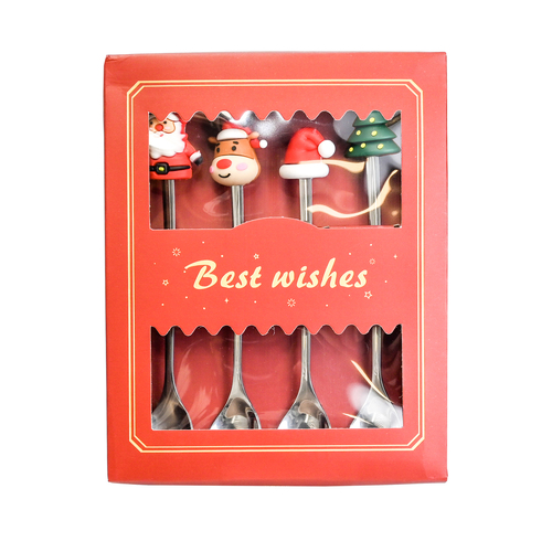 Best Wishes Santa and Friends Spoon set of 4 Silver