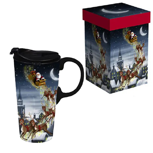 Ceramic Christmas Travel Mug Gift Santas magical sleigh