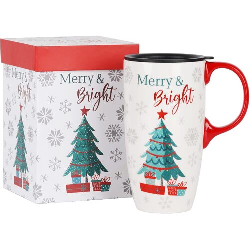 Ceramic Travel Cup Gift Boxed Merry and Bright