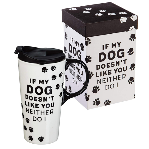 Ceramic Travel Cup Gift Boxed My dog doesnt like you