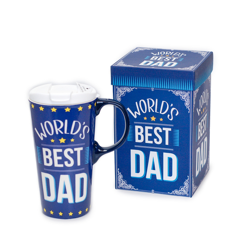 Ceramic Travel Cup Gift Boxed Worlds Best Dad