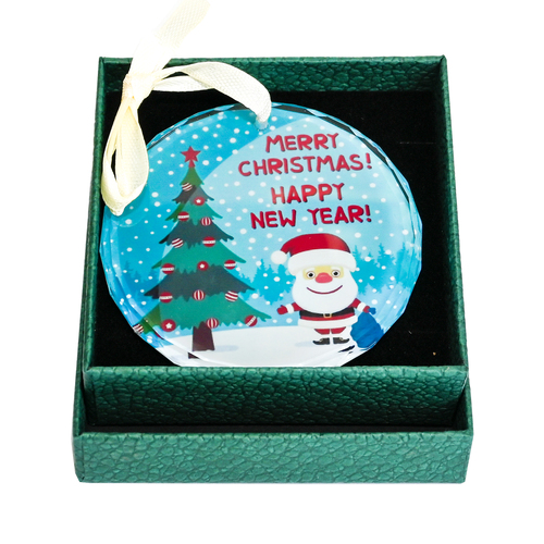 Christmas Decoration Glass gift boxed Merry Santa