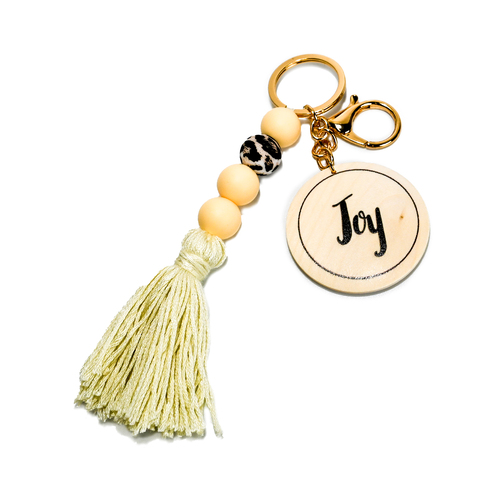 Beaded Bliss macrame keyring Joy