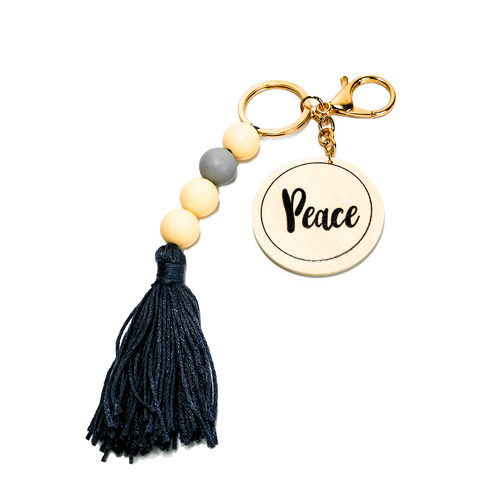 Beaded Bliss macrame keyring Peace