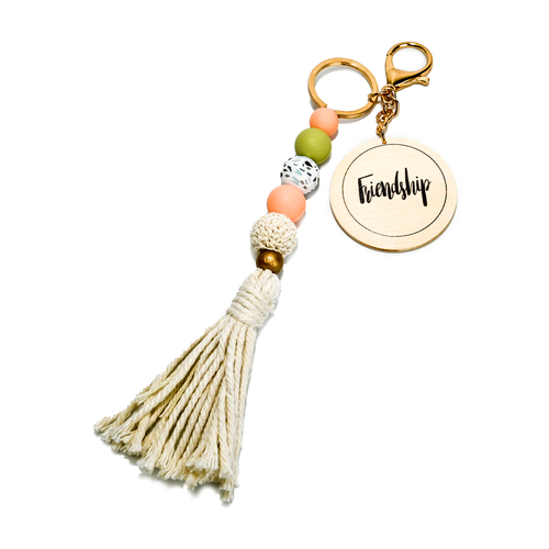 Beaded Bliss macrame keyring Friendship