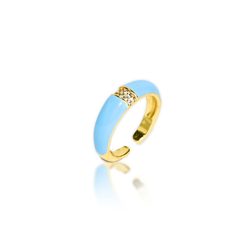 Enamel adjustable gold plated cuff ring Blue