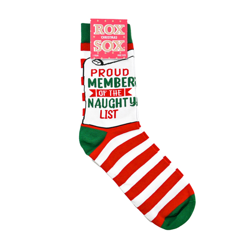 ROX Proud Member of the Naughty List socks